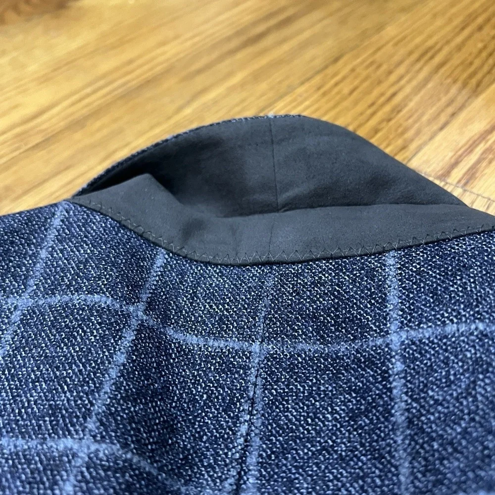 Hart Schaffner Marx Blazer Mens 44L Blue Plaid Sport Coat 2 Button Made in USA‎